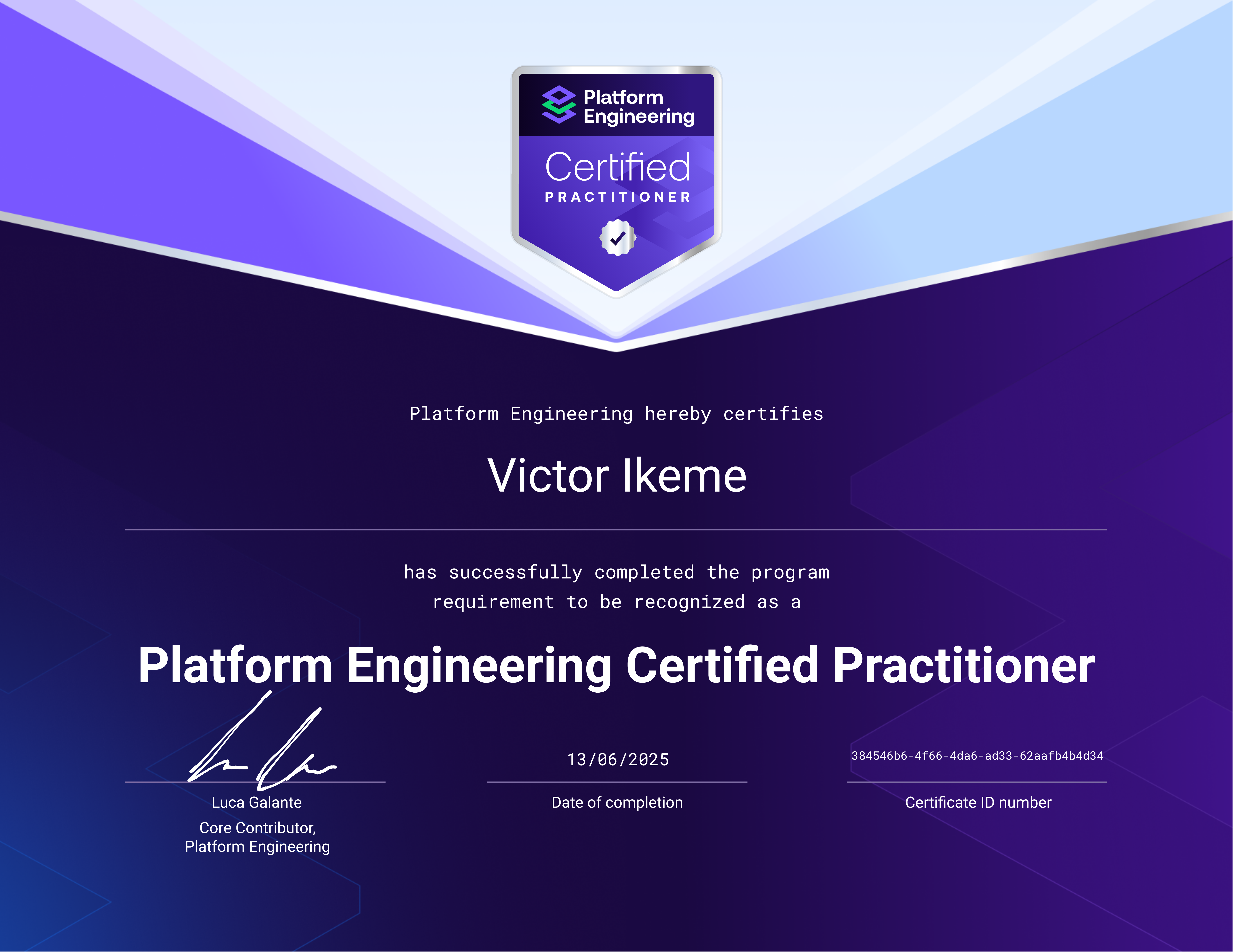 Victor Ikeme - Platform Engineering Certified Practitioner Journey